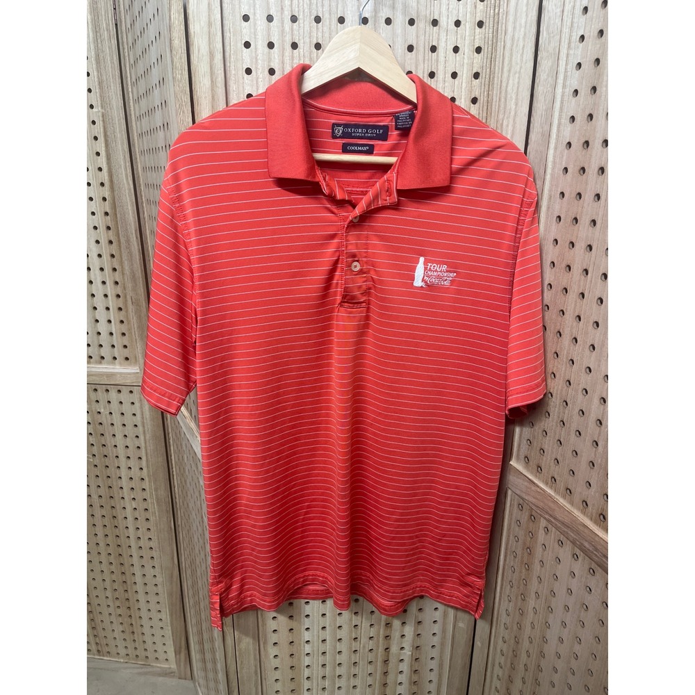 Oxford Golf Super Dry Polo Shirt Mens Small Orange Striped Tour Championship S